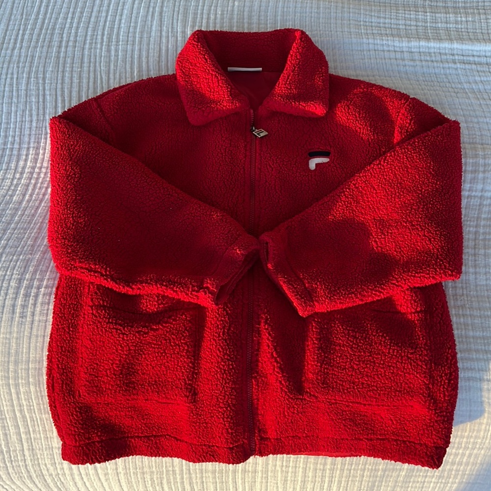 FILA Red Fuzzy Jacket